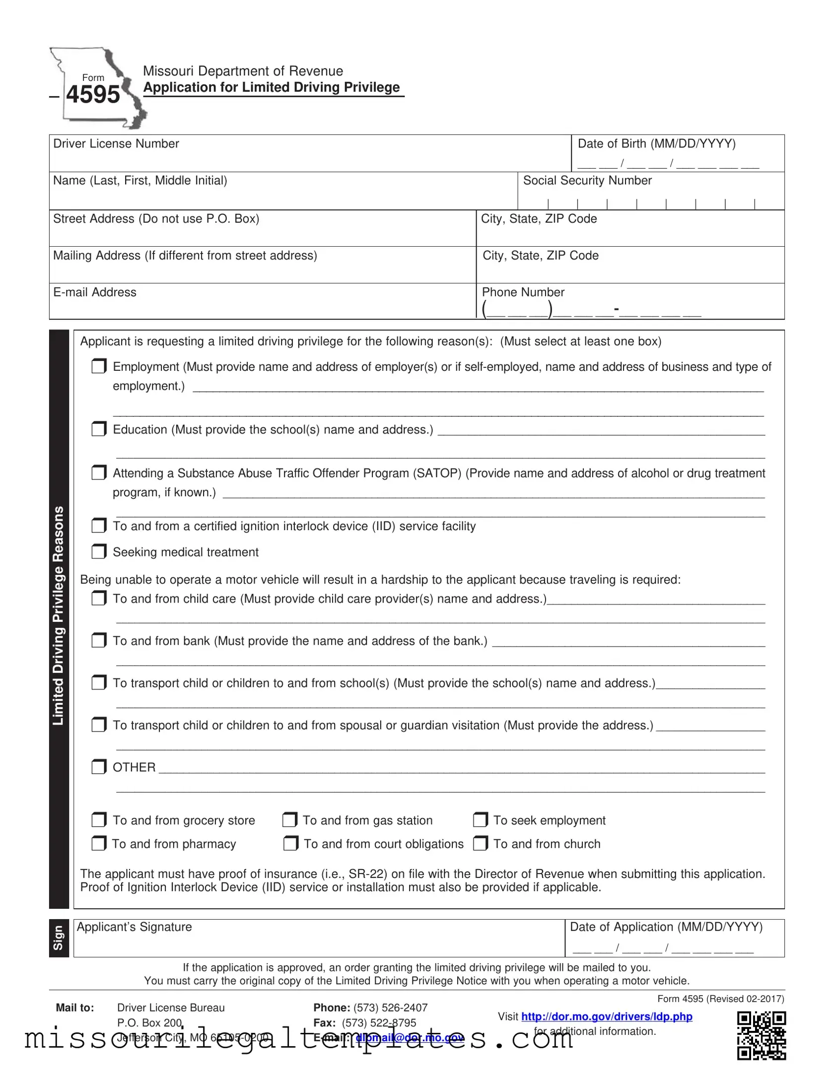 Fill in a Valid Missouri 4595 Template
