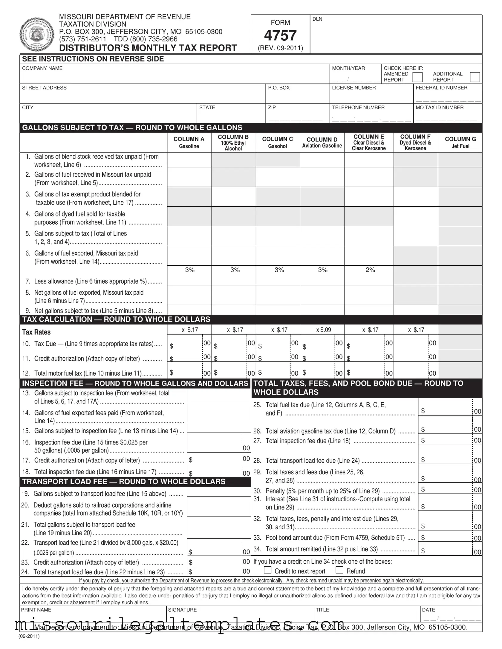 Fill in a Valid Missouri 4757 Template