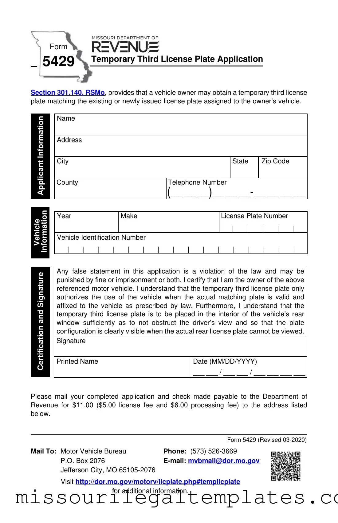 Fill in a Valid Missouri 5429 Template