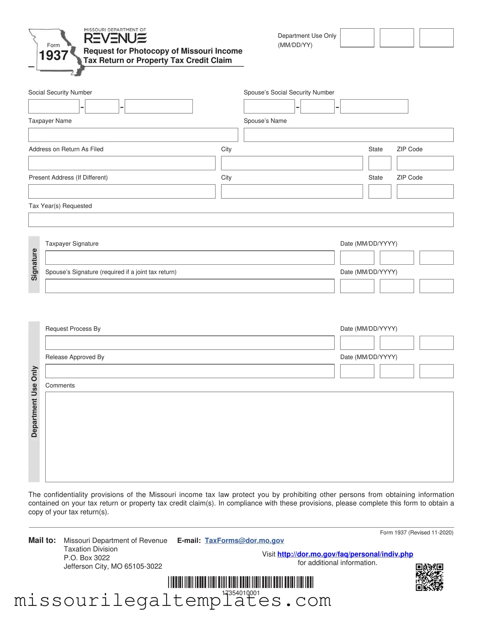 Fill in a Valid Missouri Template