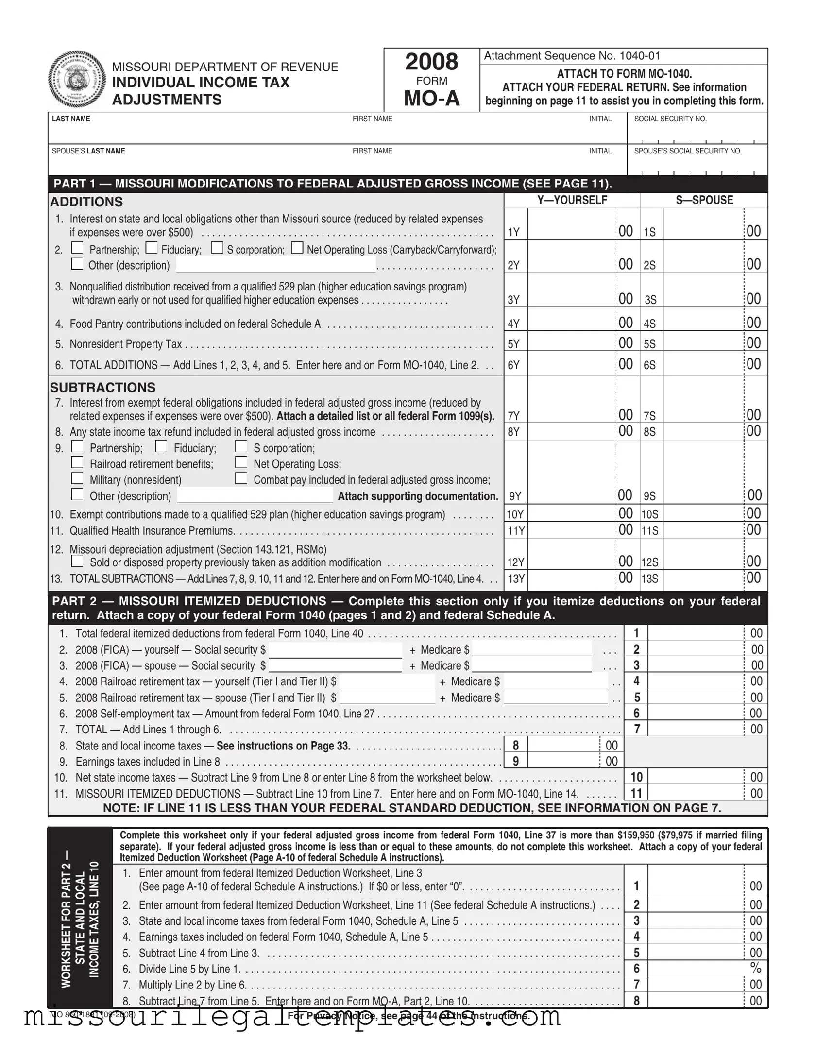 Fill in a Valid Missouri Mo A Template