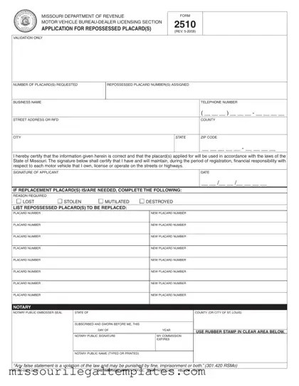 Fill in a Valid 2510 Missouri Template