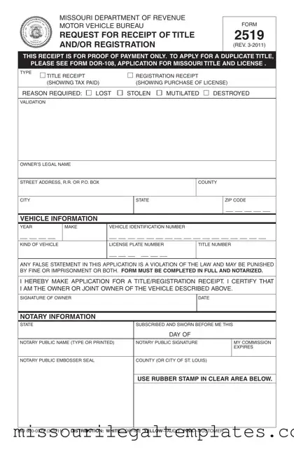 Fill in a Valid 2519 Missouri Template