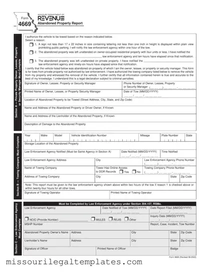 Fill in a Valid 4669 Missouri Template