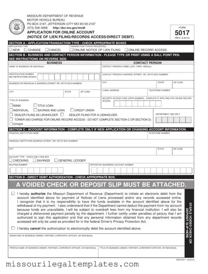 Fill in a Valid 5017 Missouri Template