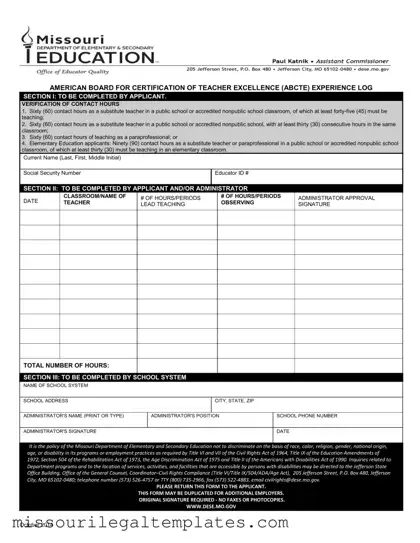 Fill in a Valid Abcte Missouri Template