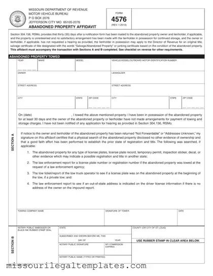Fill in a Valid Missouri 4576 Template