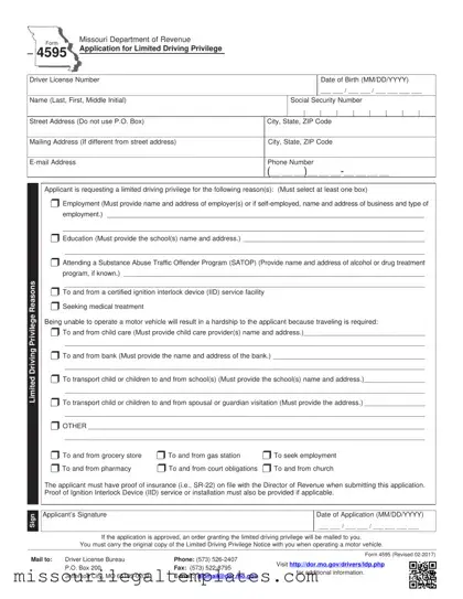 Fill in a Valid Missouri 4595 Template