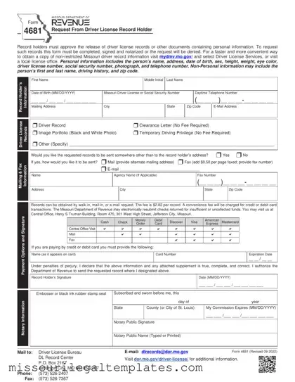 Fill in a Valid Missouri 4681 Template