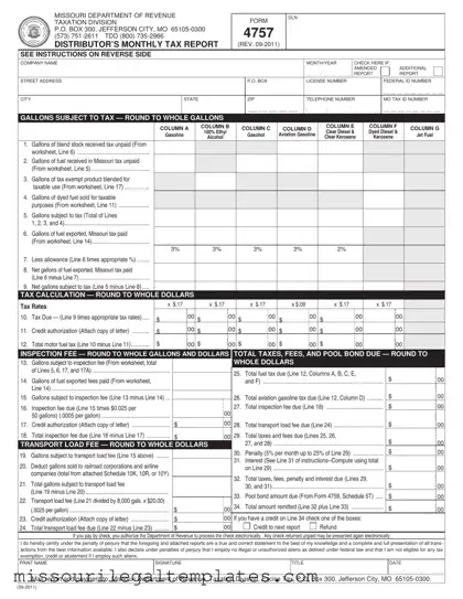 Fill in a Valid Missouri 4757 Template