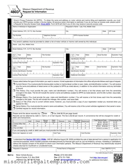 Fill in a Valid Missouri 4803 Template