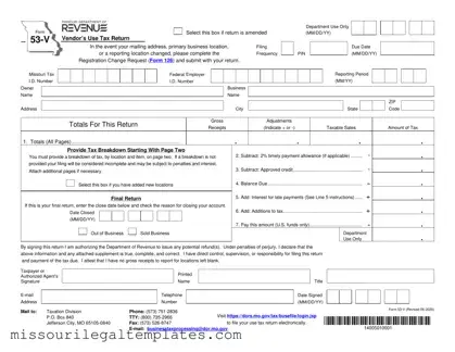 Fill in a Valid Missouri 53 V Template