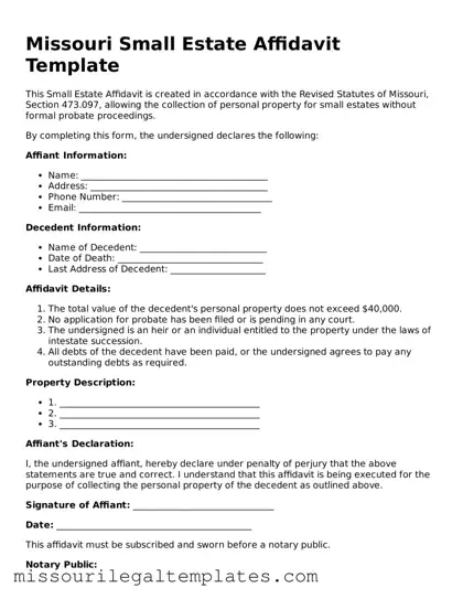 Blank  Small Estate Affidavit Template for Missouri