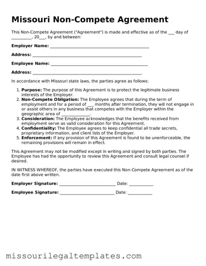 Blank  Non-compete Agreement Template for Missouri