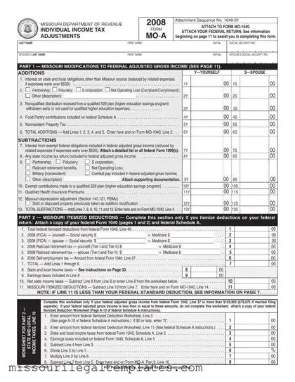 Fill in a Valid Missouri Mo A Template
