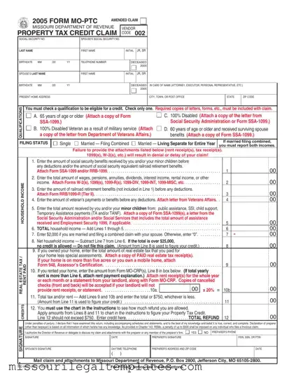 Fill in a Valid Missouri Mo Ptc Template