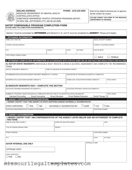 Fill in a Valid Missouri Satop Template